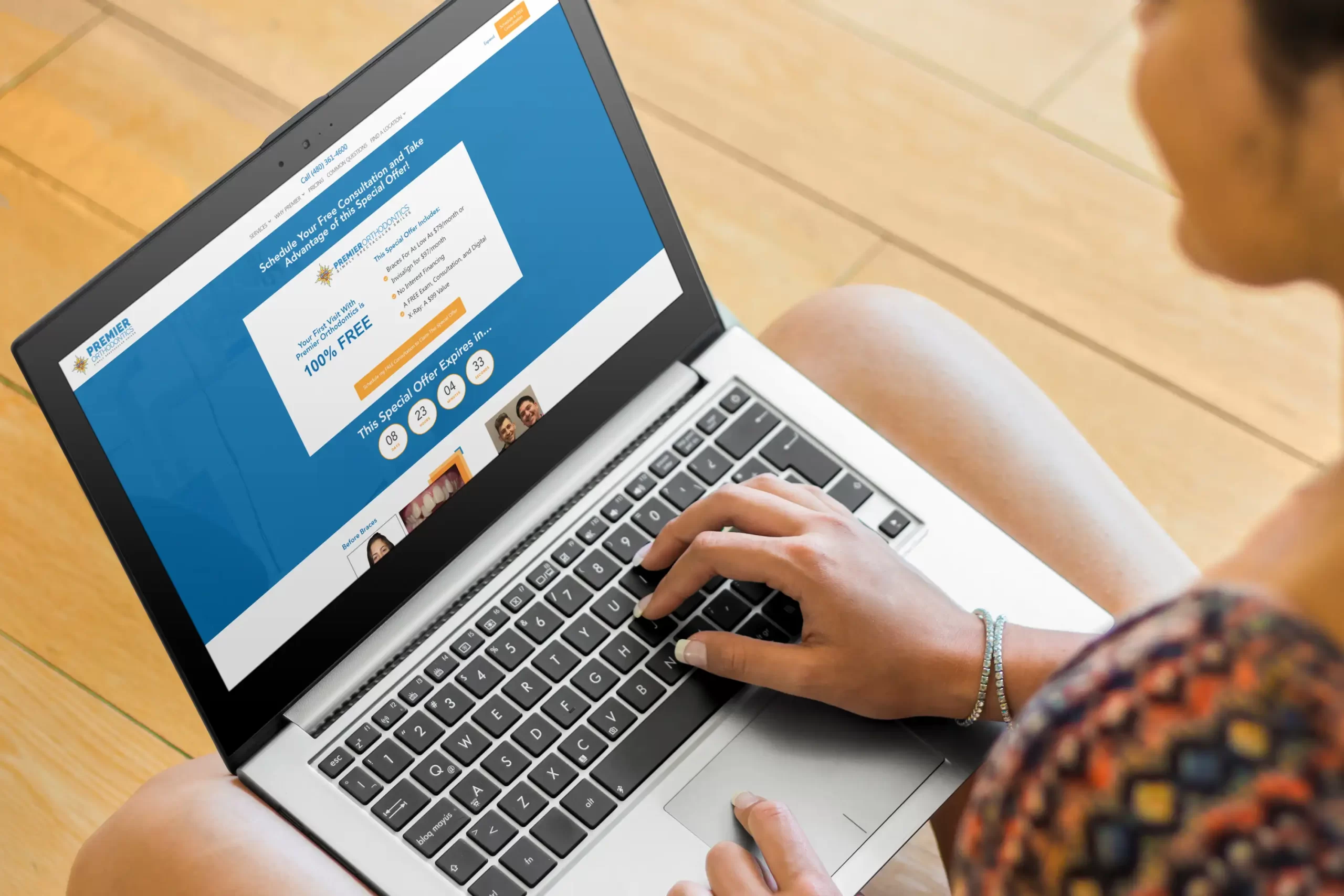 Premier Orthodontics Template on a Laptop